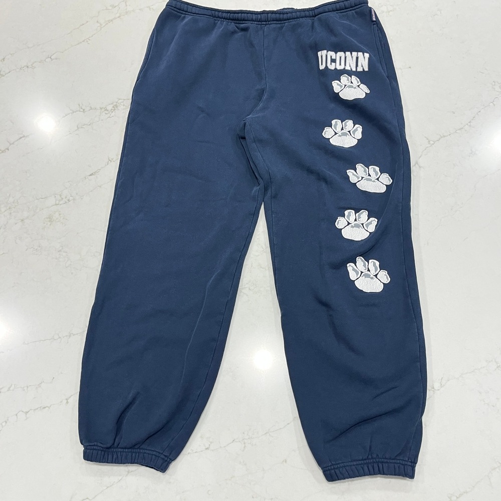 Jansport UConn Husikies Sweatpants Mens XL Navy Blue Paw Print Collegiate Retro
